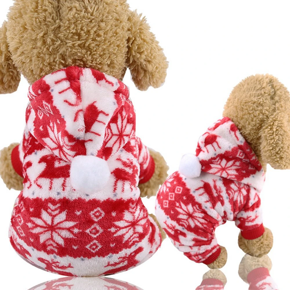 Новогодний костюм для питомцев Рождественский комбинезон собак Осень-зима с