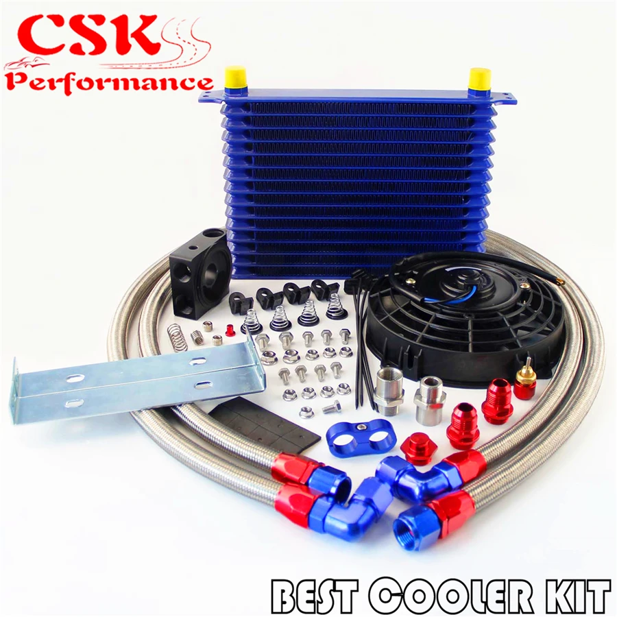 15 Row Trust Oil Cooler Thermostat Sandwich Plate Kit+7" Electric Fan kit Gold / Black / Silver
15 Row Trust Oil Cooler Thermostat Sandwich Plate Kit+7" Electric Fan kit Gold / Black / Silver