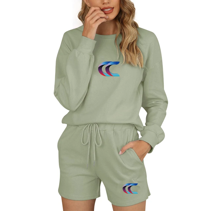 Spring 2021 Women's Sportsuit Solid Color Home Fashion Round Collars Long Sleeve Shorts 2 Piece
Spring 2021 Women's Sportsuit Solid Color Home Fashion Round Collars Long Sleeve Shorts 2 Piece