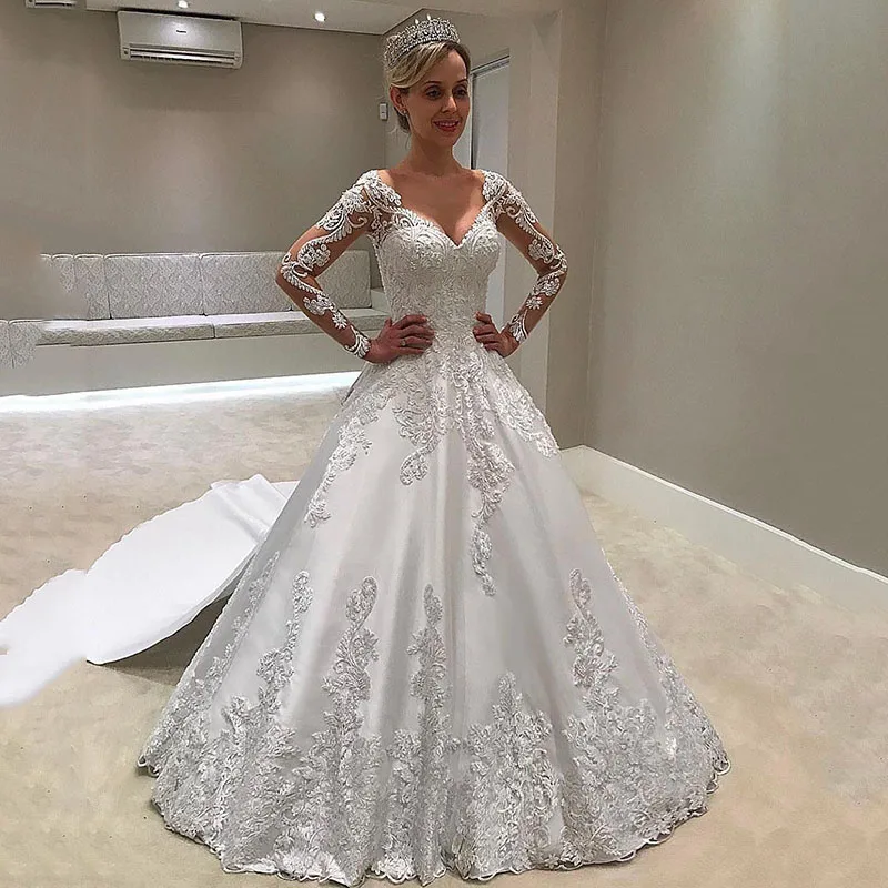 Фото Бальные платья с длинными рукавами Свадебные Vestido De Noiva для девочек в африканском