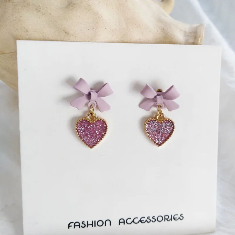 925 Silver Needle Bowknot Earrings Sweet Spring Summer Jewelry Pink Bling Bling Shiny Heart Drop Earrings For Girl Student Gift
925 Silver Needle Bowknot Earrings Sweet Spring Summer Jewelry Pink Bling Bling Shiny Heart Drop Earrings For Girl Student Gift