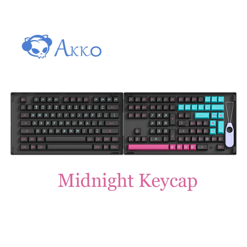 

Колпачки клавиш Akko Midnight для механической клавиатуры PBT Double-Shot, клавиатура с профилем ASA, колпачок клавиш, совместимый с переключателями MX