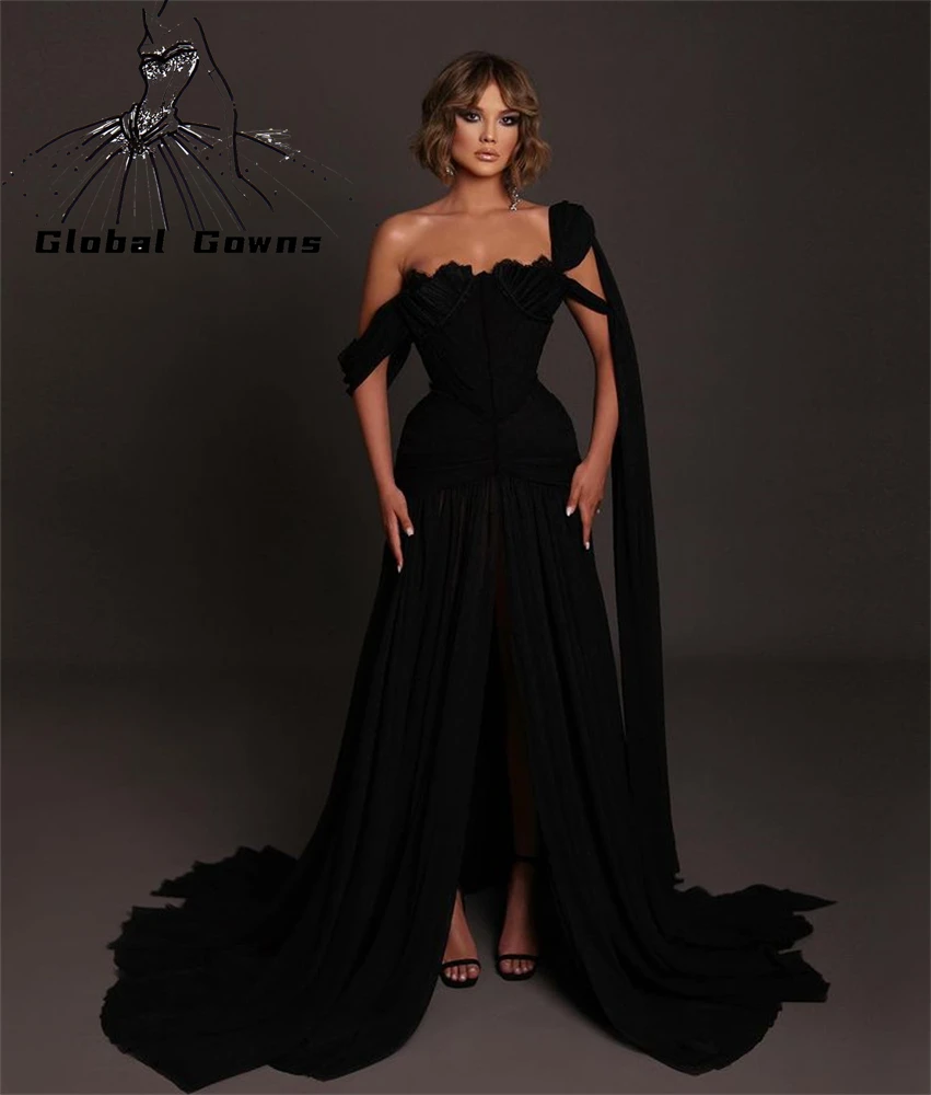 African Black Off The Shoulder Evening Party Dress Slit Appliques Birthday Arabic Nigeria Gowns Robe De Soirée Femm
African Black Off The Shoulder Evening Party Dress Slit Appliques Birthday Arabic Nigeria Gowns Robe De Soirée Femm