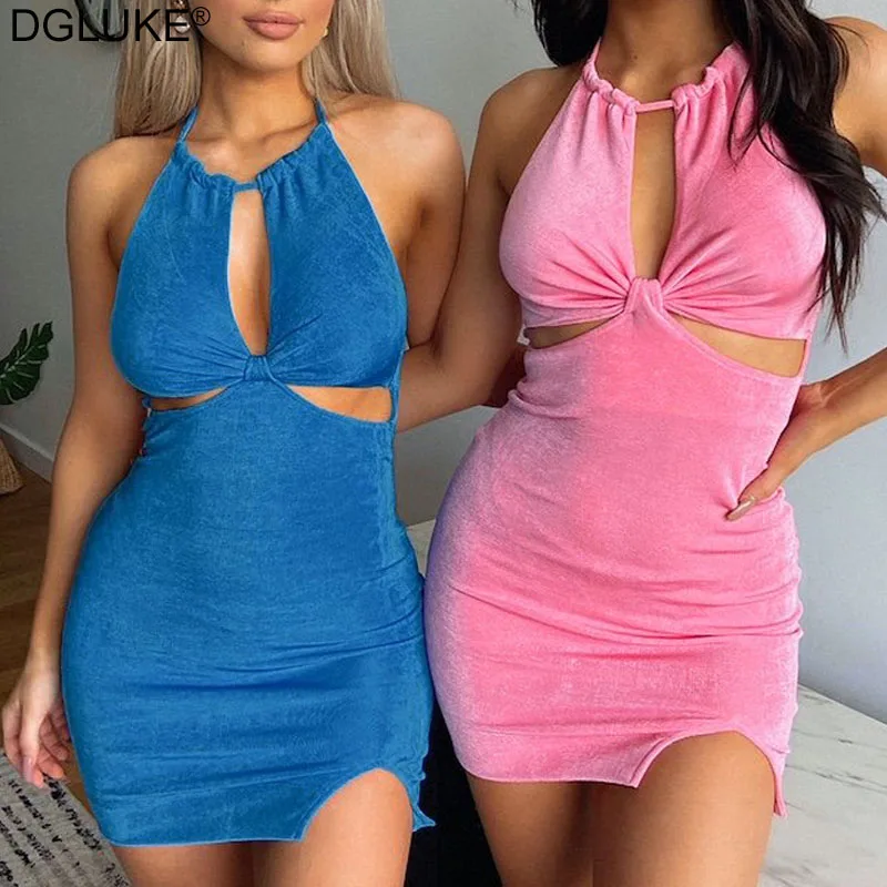 Y2K Halter Backless Bodycon Dress Women Sexy Summer Dress 2021 Elegant Cut Out Party Mini Dress Pink Blue Black Club 
Y2K Halter Backless Bodycon Dress Women Sexy Summer Dress 2021 Elegant Cut Out Party Mini Dress Pink Blue Black Club