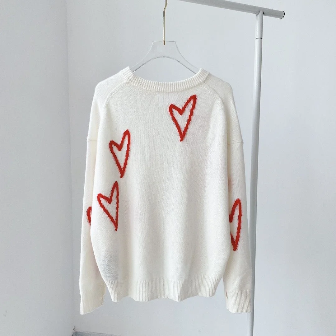 2021 new Loose Love heart Jacquard O Neck Long Sleeve Pure Cashmere Sweater Female
2021 new Loose Love heart Jacquard O Neck Long Sleeve Pure Cashmere Sweater Female