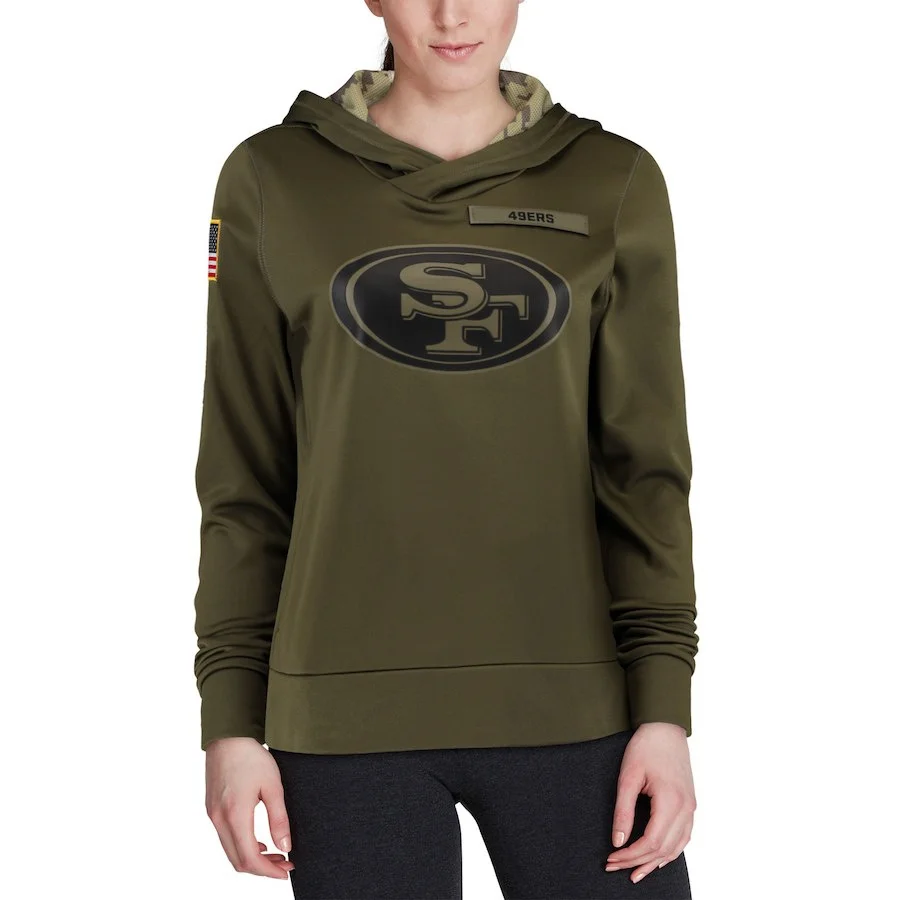

San Francisco Sweatshirt 49ers Salute to Service Sideline Performance jersey Pullover American football women Hoodie Olive