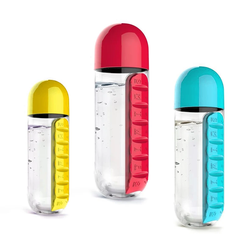 600ML Portable Plastic Water Bottle With Reminder To Take Medicine Cycle Medical Kit Container Camping
600ML Portable Plastic Water Bottle With Reminder To Take Medicine Cycle Medical Kit Container Camping
