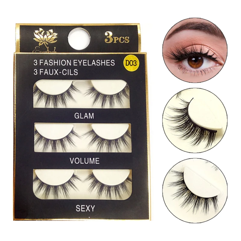 3D Handmade False Eyelashes Set Curly Natural Cross Chemical Fiber Fits the Eyes Without Lifting Reusable 3 Pairs Fake Eyelashes 
3D Handmade False Eyelashes Set Curly Natural Cross Chemical Fiber Fits the Eyes Without Lifting Reusable 3 Pairs Fake Eyelashes
