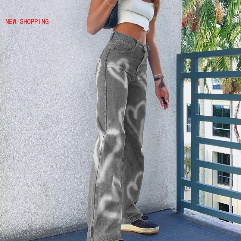 Heart Printed Y2K Baggy Jeans Korean Women Denim Streetwear 90s Aesthetic Vintage Trousers Casual High Waist Harajuku Mom Jeans
Heart Printed Y2K Baggy Jeans Korean Women Denim Streetwear 90s Aesthetic Vintage Trousers Casual High Waist Harajuku Mom Jeans