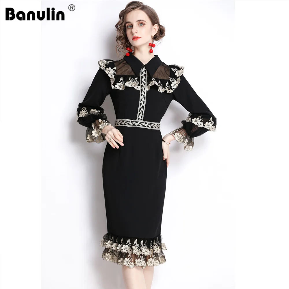 New 2021 Autumn Fashion Runway Mermaid Dress Women's Flare Sleeve Elegant Floral Embroidery Mesh Patchwork Midi Dresses Vestidos
New 2021 Autumn Fashion Runway Mermaid Dress Women's Flare Sleeve Elegant Floral Embroidery Mesh Patchwork Midi Dresses Vestidos