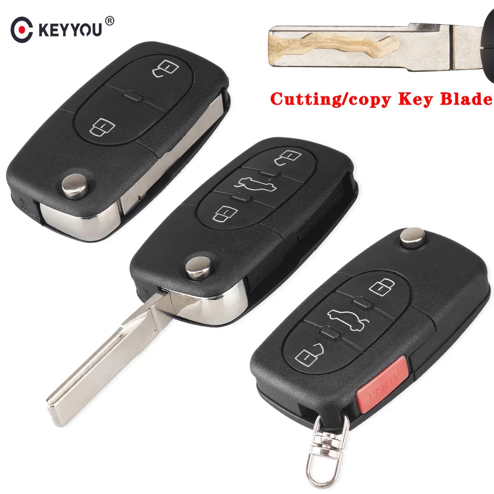 Ключ дистанционного управления KEYYOU Cut/Uncut HU66 для Audi A2 A3 A4 A6 A8 TT 4D0 837 231 K 3 кнопки|Ключ
