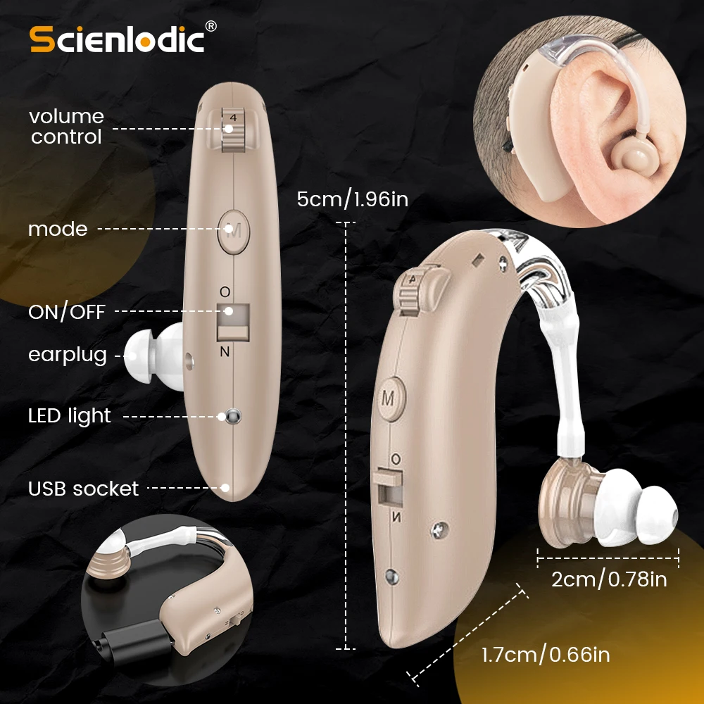 Слуховой аппарат BTE совместимый с Bluetooth перезаряжаемый слуховой цифровой
