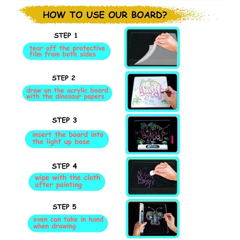 Kids 3D Magic Drawing Pad Fluorescent Puzzle Luminous Magical Writing Pad Magic Pad Light Up Drawing Board for Gifts
Kids 3D Magic Drawing Pad Fluorescent Puzzle Luminous Magical Writing Pad Magic Pad Light Up Drawing Board for Gifts