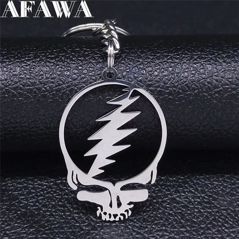 AFAWA Grateful Dead Skull стальные брелки для мужчин и женщин серебряные бриллианты