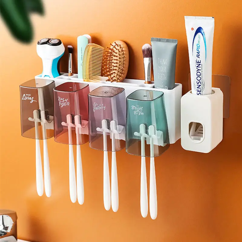 Toothbrush Rack Punch-Free Bathroom Accessories Sets Toothpaste Dispenser Toothbrush Holder Wall-Mounted Holder Tooth Brush Rack
Toothbrush Rack Punch-Free Bathroom Accessories Sets Toothpaste Dispenser Toothbrush Holder Wall-Mounted Holder Tooth Brush Rack