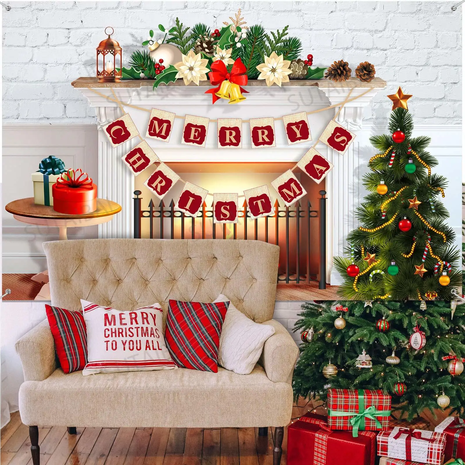 Merry Christmas Photography Baby Decoration Banner Backdrop Fireplace Interior Xmas Tree Gifts Winter Party Photo Background
Merry Christmas Photography Baby Decoration Banner Backdrop Fireplace Interior Xmas Tree Gifts Winter Party Photo Background