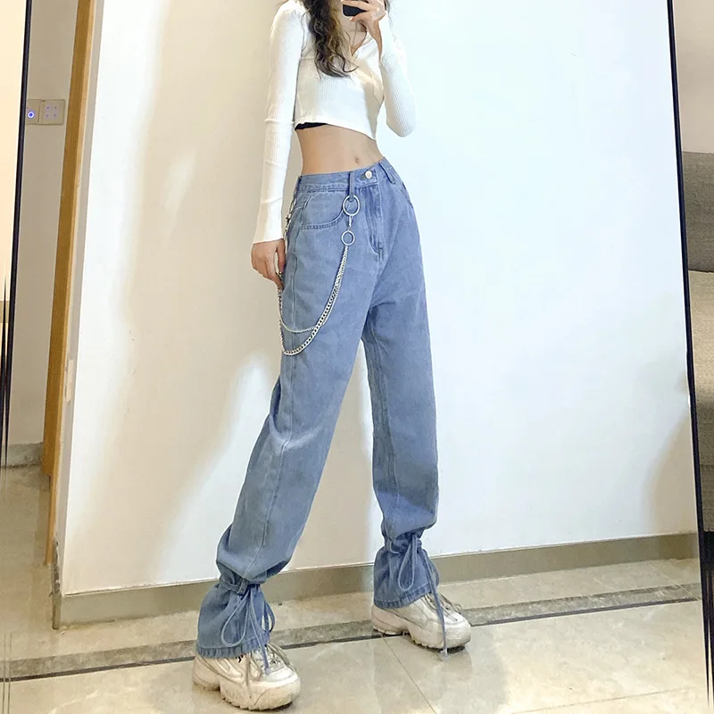 Женские джинсовые брюки с завышенной талией, голубые однотонные брюки с широкими штанинами для ночного клуба, на все сезоны
Женские джинсовые брюки с завышенной талией, голубые однотонные брюки с широкими штанинами для ночного клуба, на все сезоны
