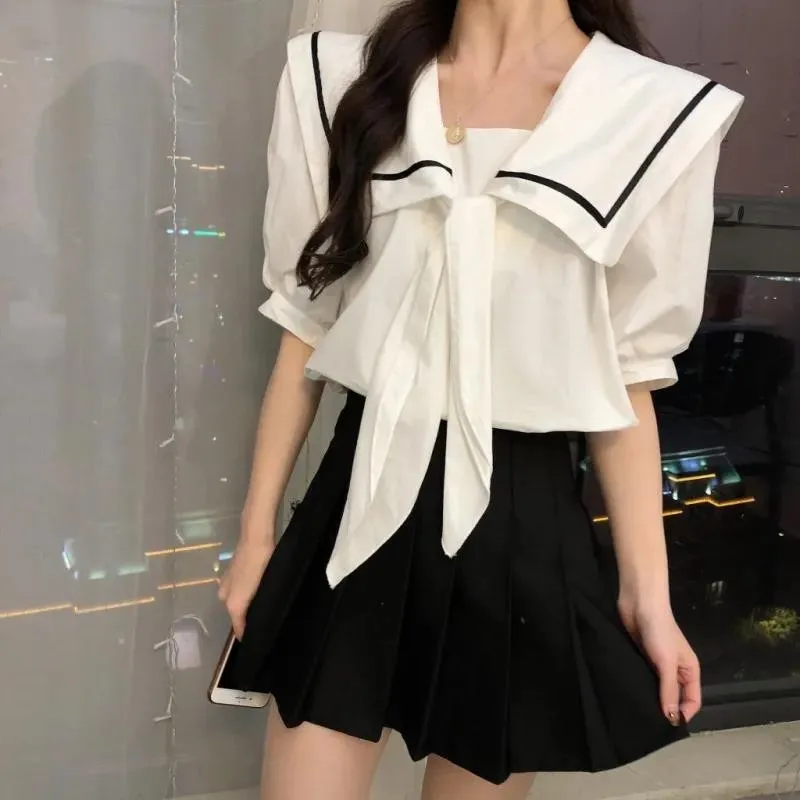 Cute Blouse Shirt Girls Funny Summer Navy Collar Shirt Women Harajuku High Street Tops Hip Hop Korean Fashion Clothes Shirt
Cute Blouse Shirt Girls Funny Summer Navy Collar Shirt Women Harajuku High Street Tops Hip Hop Korean Fashion Clothes Shirt