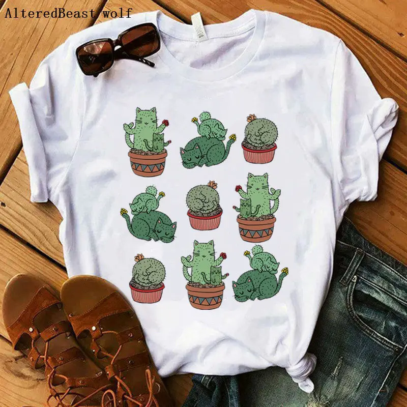 Cactus cat T Shirt Print Women cartoon Plus Size Women T-shirt Summer short sleeve white clothes female vogue cat tshirt tops
Cactus cat T Shirt Print Women cartoon Plus Size Women T-shirt Summer short sleeve white clothes female vogue cat tshirt tops