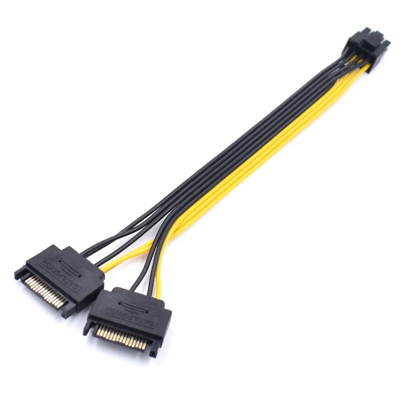 Кабель питания PCI-E 20 см двойной SATA от 15pin до 8-pin(6 + 2 pin) Y-разветвитель удлинительные