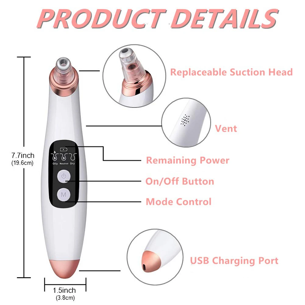 2.5W Visual Blackhead Remover Device Electric Facial Cleaning Instrument Pore Vacuum Suction Machine Skin Care Tool
2.5W Visual Blackhead Remover Device Electric Facial Cleaning Instrument Pore Vacuum Suction Machine Skin Care Tool