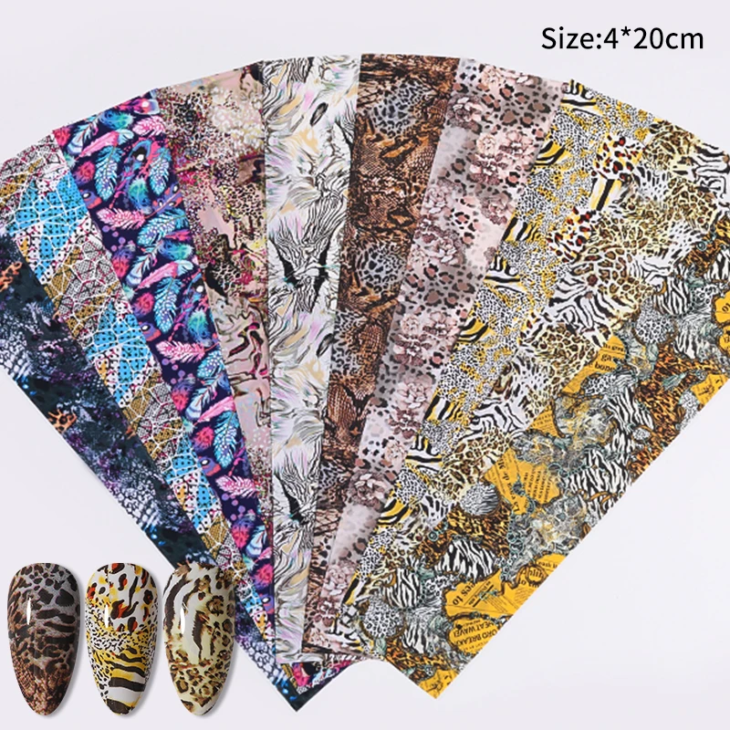 10Pcs/Set Leopard Pattern Nail Transfer Stickers Foil Nail Decal Colorful DIY Nail Art Decorarion
10Pcs/Set Leopard Pattern Nail Transfer Stickers Foil Nail Decal Colorful DIY Nail Art Decorarion
