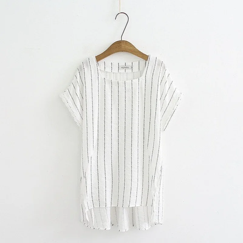 Plus Size XL-4XL Women's Striped Summer Blouse Short Sleeve Vintage Cotton Tops Vintage Letter Printed A-line Blusas
Plus Size XL-4XL Women's Striped Summer Blouse Short Sleeve Vintage Cotton Tops Vintage Letter Printed A-line Blusas