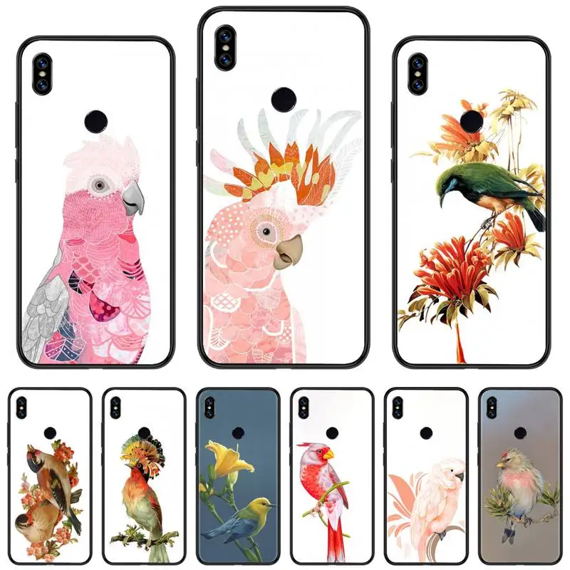 

Phone Case For Xiaomi Redmi 7 8 9t a3 9se k20 mi8 max3 lite 9 note 9s 10 pro Flower Bird Parrot