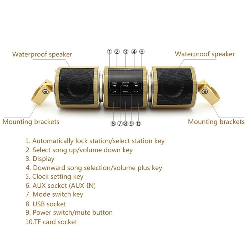 Motorcycle MP3 Player Waterproof Bluetooth Speaker System Audio FM Radio Sound Stereo Music USB Handlebar Audio Amplifier
Motorcycle MP3 Player Waterproof Bluetooth Speaker System Audio FM Radio Sound Stereo Music USB Handlebar Audio Amplifier