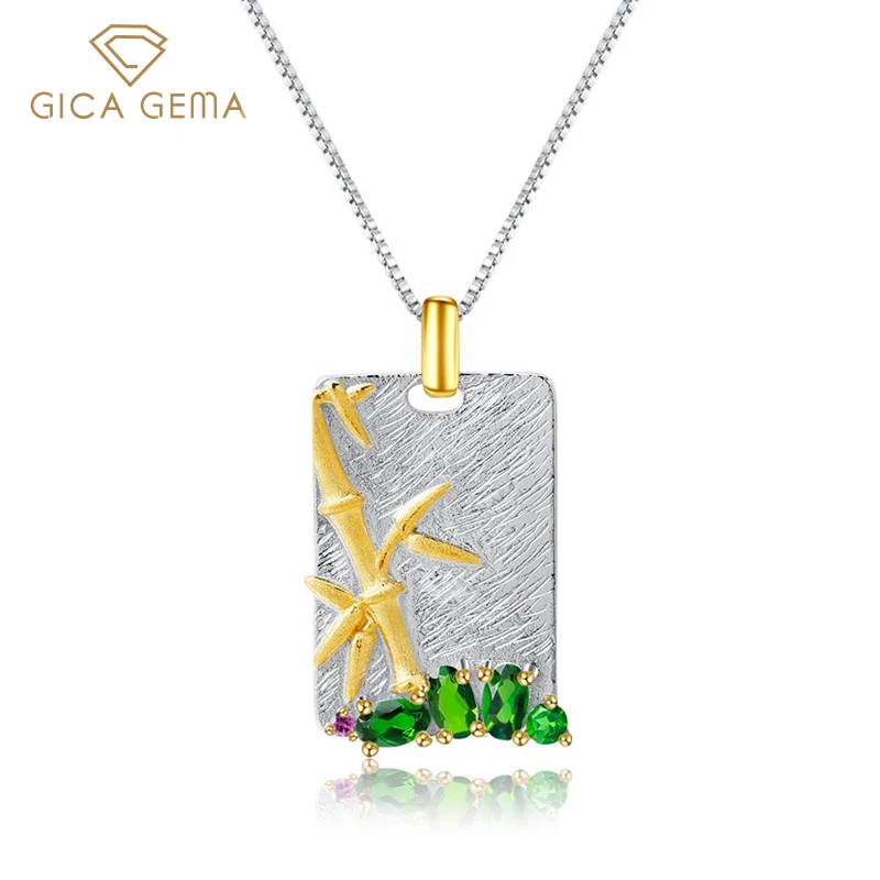 GICA GEMA Vintage Natural Gemstone Necklace Pendant Real 925 Sterling Silver Diopside/Amethyst/Topaz Wedding Female Jewelry 
GICA GEMA Vintage Natural Gemstone Necklace Pendant Real 925 Sterling Silver Diopside/Amethyst/Topaz Wedding Female Jewelry