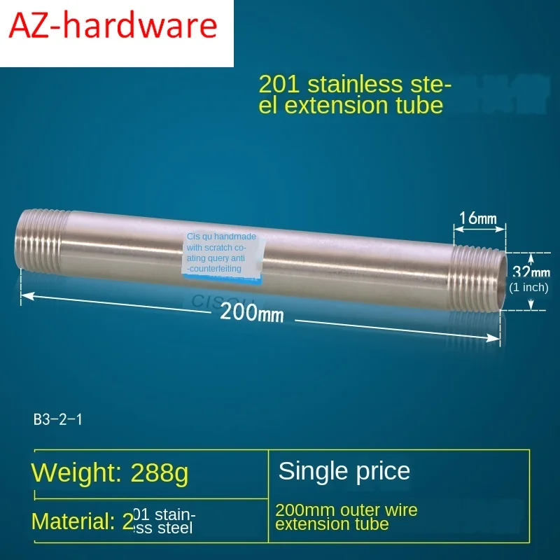 Pipes 201 stainless steel 1/2IN 3/4IN DN15 pipe wire connector extension pipe plus pipe extension outer wire direct water pipe
Pipes 201 stainless steel 1/2IN 3/4IN DN15 pipe wire connector extension pipe plus pipe extension outer wire direct water pipe