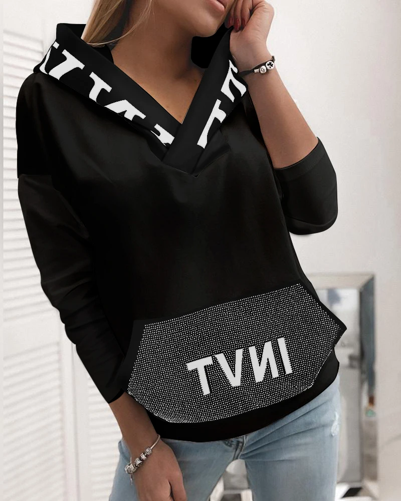 Women Fashion Long Sleeve Casual Hooodies Hooded Tops Female Autumn Letter Print Pocket Design Hooded Top
Women Fashion Long Sleeve Casual Hooodies Hooded Tops Female Autumn Letter Print Pocket Design Hooded Top
