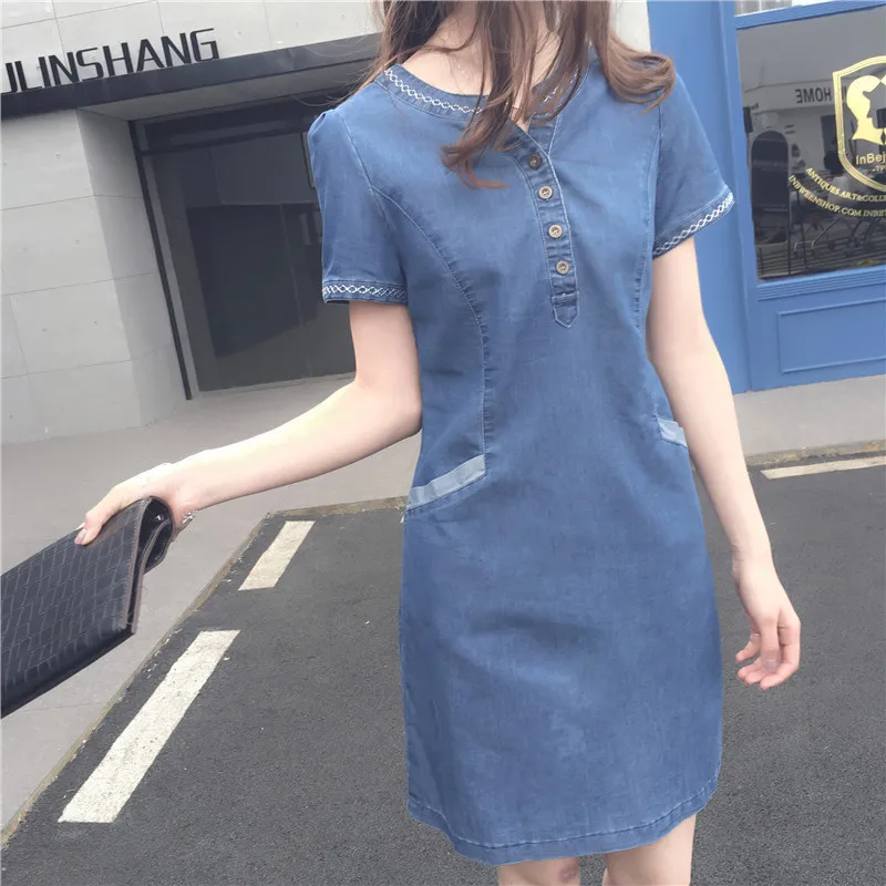 slim short sleeve pockets summer blue denim dresses women 2021 casual V neck button up mini short jean dress c112
slim short sleeve pockets summer blue denim dresses women 2021 casual V neck button up mini short jean dress c112