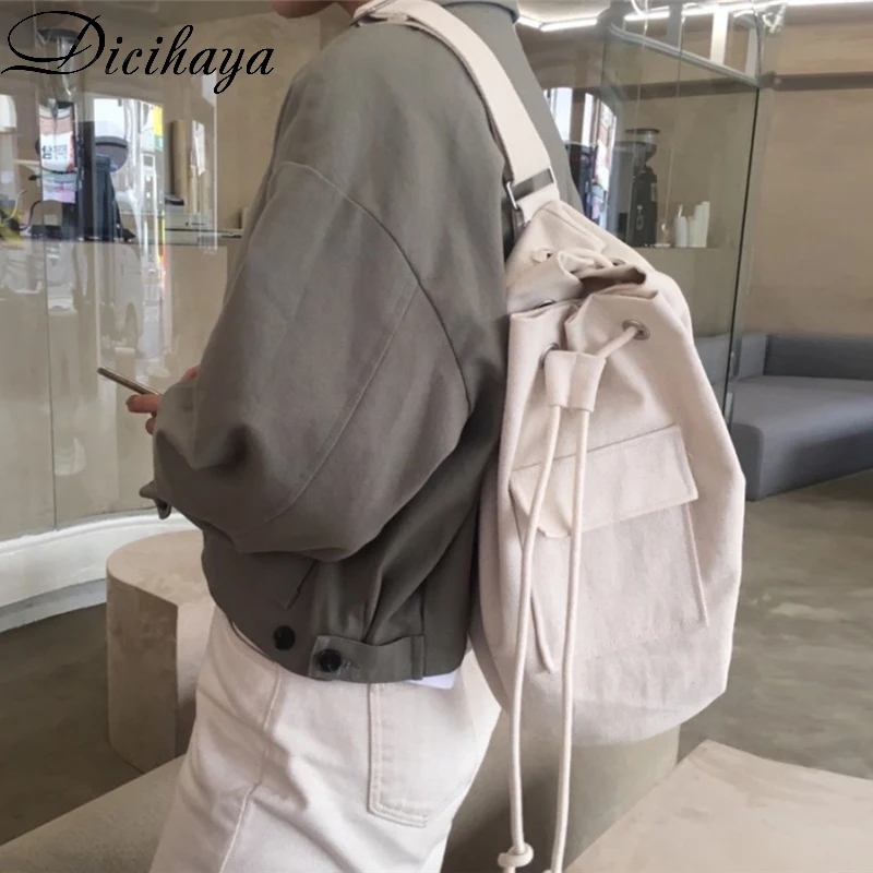 DICIHAYA 2020 Autumn And Winter New Fashion Style Flap Pocket Drawstring Canvas Bag Shoulder Diagonal Bucket Bag For Ladies
DICIHAYA 2020 Autumn And Winter New Fashion Style Flap Pocket Drawstring Canvas Bag Shoulder Diagonal Bucket Bag For Ladies