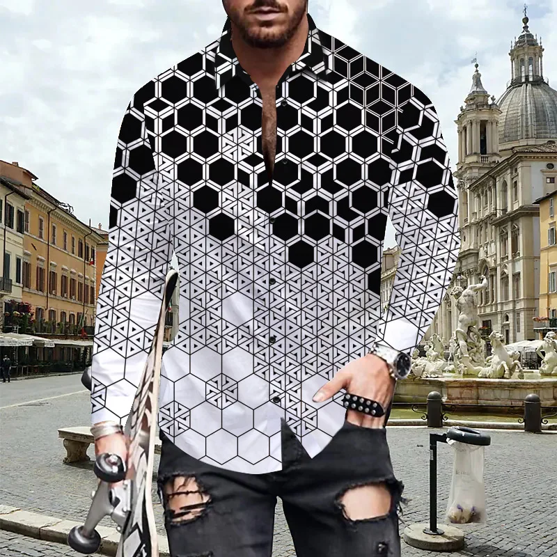 2022 Spring Men's Shirt For Men Clothing Male Blouse Autumn Hawaiian Long Sleeve Cardigan Blouses Button Up Luxury Man Wholesale | Мужская