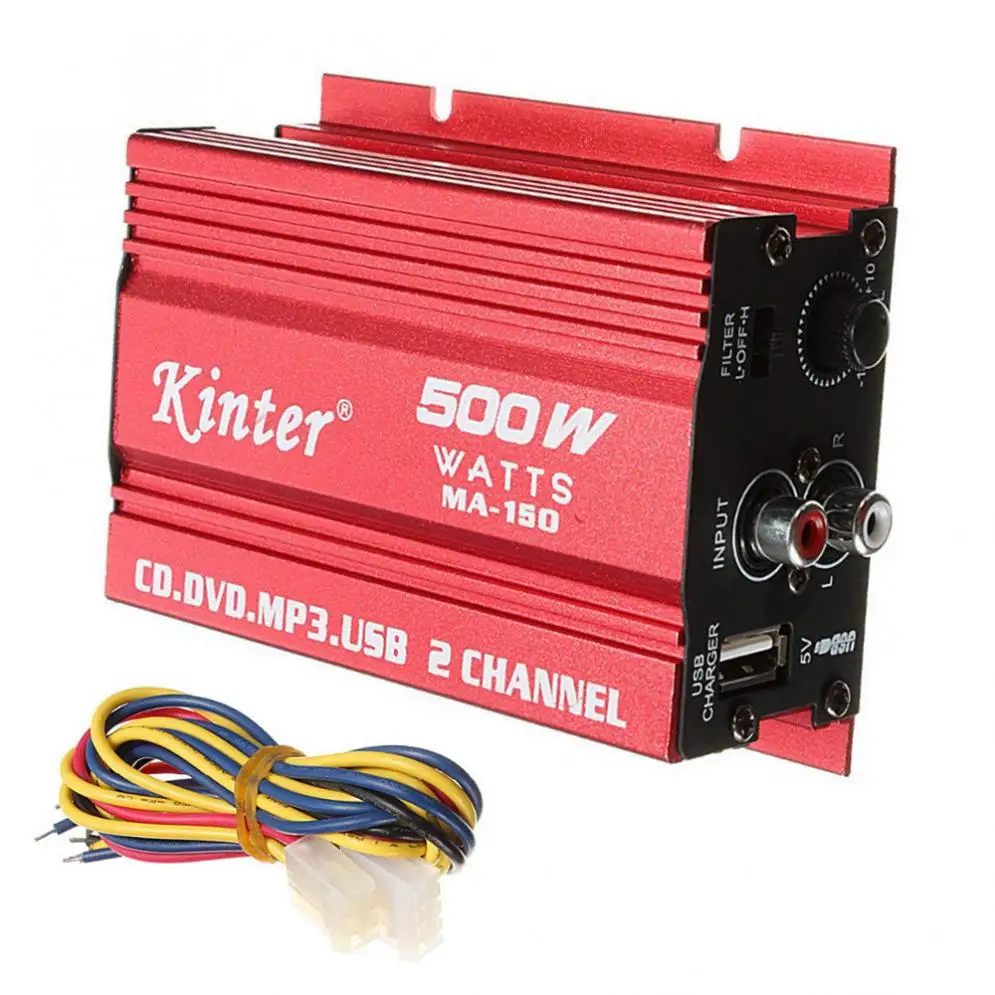 500W MA-150 DC9-14V Алюминий брошь из сплава с красными мини Hi-Fi стерео аудио усилитель 2