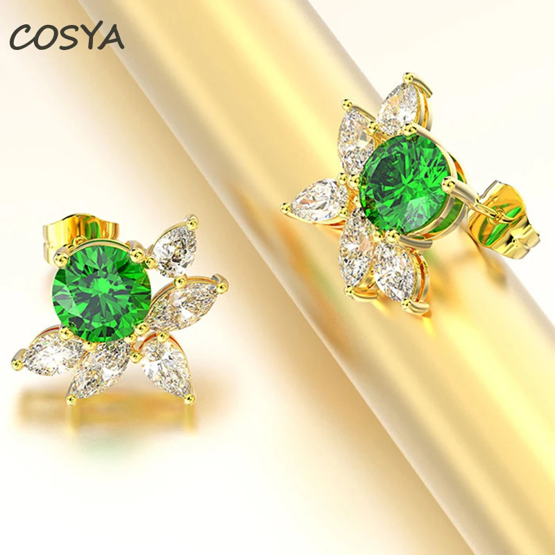 COSYA 18K Gold 7mm Round Emerald High Carbon Diamond Stud Earrings For Women 100% 925 Sterling Silver Wedding Party Fine Jewelry
COSYA 18K Gold 7mm Round Emerald High Carbon Diamond Stud Earrings For Women 100% 925 Sterling Silver Wedding Party Fine Jewelry