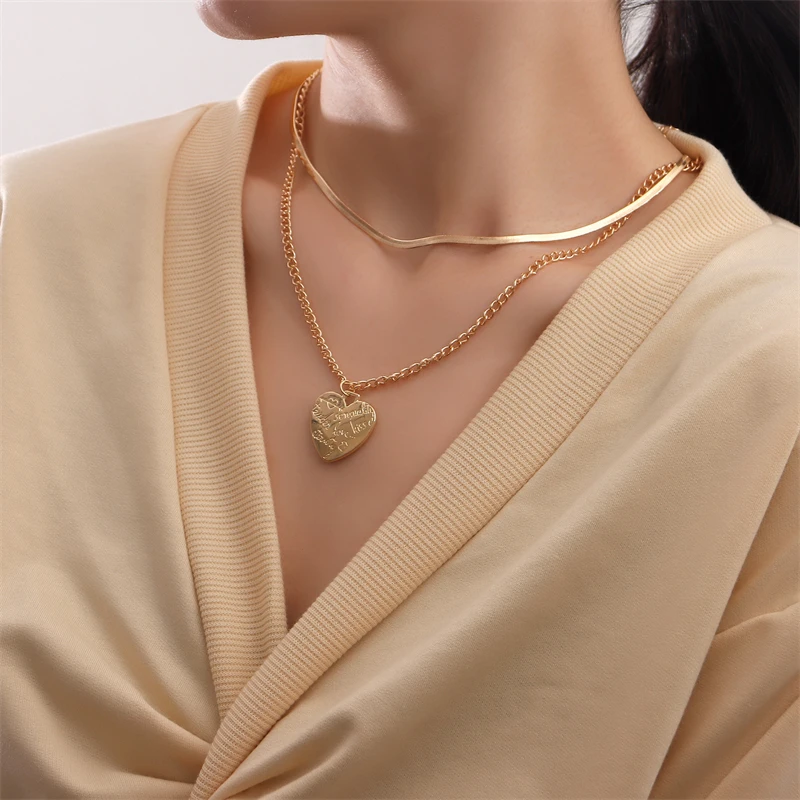 Exquisite Heart-shaped Pendant Necklace Fashion Simple Personality Double Layered Necklace Women's Jewelry Best Gift
Exquisite Heart-shaped Pendant Necklace Fashion Simple Personality Double Layered Necklace Women's Jewelry Best Gift
