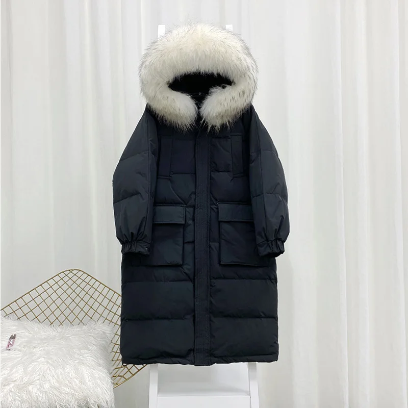 2021 Winter New Women Jacket Real Raccoon Fur Collar Hooded 90% White Duck Down Jacket Casual Loose Female Warm Long Down Parka
2021 Winter New Women Jacket Real Raccoon Fur Collar Hooded 90% White Duck Down Jacket Casual Loose Female Warm Long Down Parka