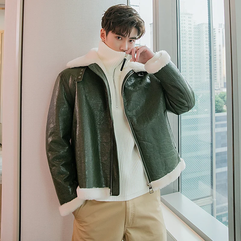 Autumn and Winter Fashion New Sheepskin and Fur Men's Fur Coat Green Genuine Leather Jacket Men Sherling Clothes
Autumn and Winter Fashion New Sheepskin and Fur Men's Fur Coat Green Genuine Leather Jacket Men Sherling Clothes