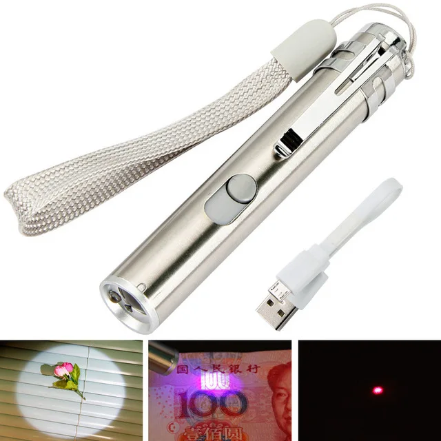 LED UV Flashlight/Red Laser/Moon Instruction Light Cash Check Emergency Lamp USB Rechargeable Torch Penlight Built-in AA Battery
LED UV Flashlight/Red Laser/Moon Instruction Light Cash Check Emergency Lamp USB Rechargeable Torch Penlight Built-in AA Battery