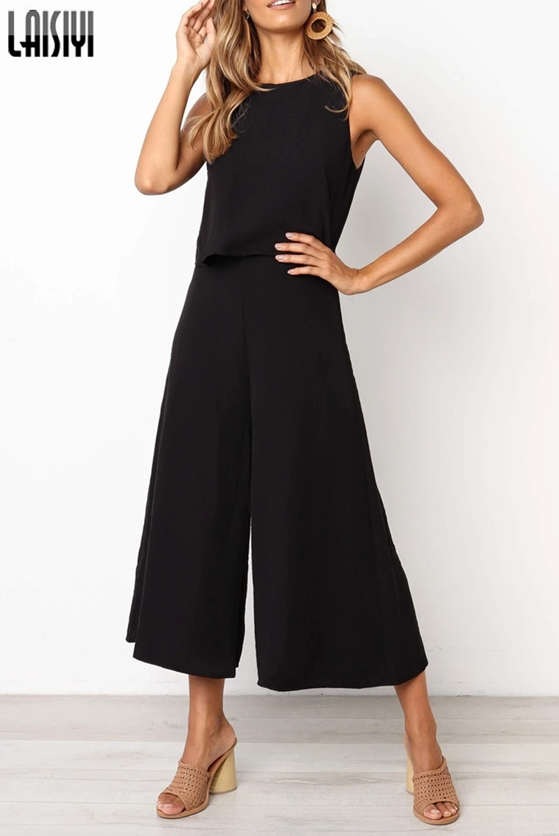 LAISIYI 2019 Summer Solid Sleeveless Jumpsuits Women Casual Wide Legs Romper Loose Office Lady Fashion Jumpsuit Femme ASJU20500
LAISIYI 2019 Summer Solid Sleeveless Jumpsuits Women Casual Wide Legs Romper Loose Office Lady Fashion Jumpsuit Femme ASJU20500