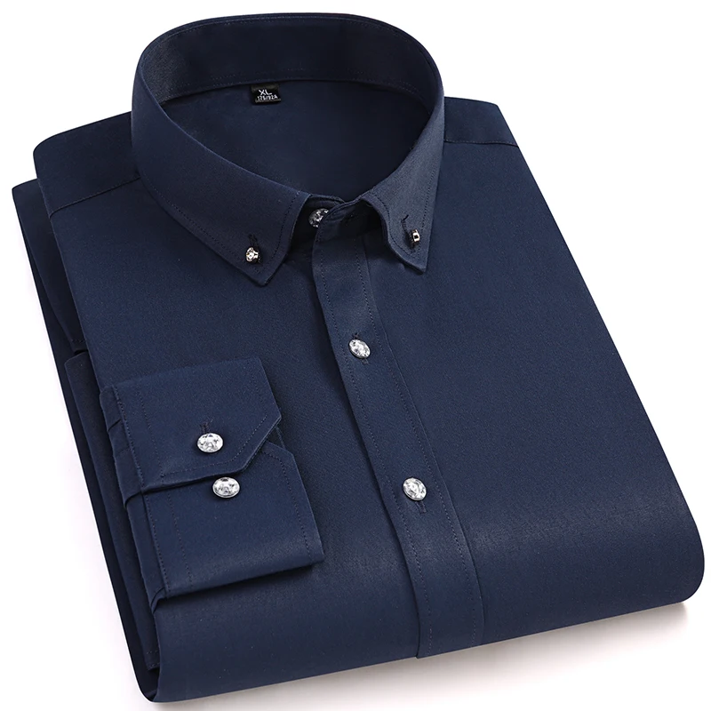 Mens Dress Shirt Long Sleeve Fashion Business Casual Diamond Buttons Formal Slim Fit Office Working
Mens Dress Shirt Long Sleeve Fashion Business Casual Diamond Buttons Formal Slim Fit Office Working