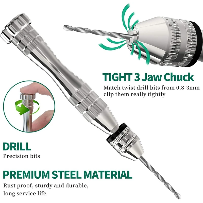 Pin Vise Hand Drill ,With 24 Pieces Twist Drill Bits and 100 Pieces Eye Screw Pins for Resin Wood Keychain Making 
Pin Vise Hand Drill ,With 24 Pieces Twist Drill Bits and 100 Pieces Eye Screw Pins for Resin Wood Keychain Making