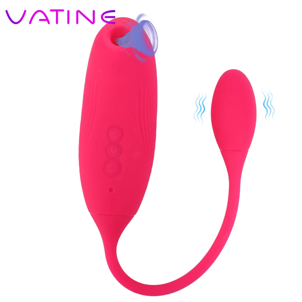 

VATINE G Spot Clitoris Stimulator Vibrating Egg Clit Nipple Sucker Oral Sex 2 In 1 Sex Toys For Women Sucking Dildo Vibator