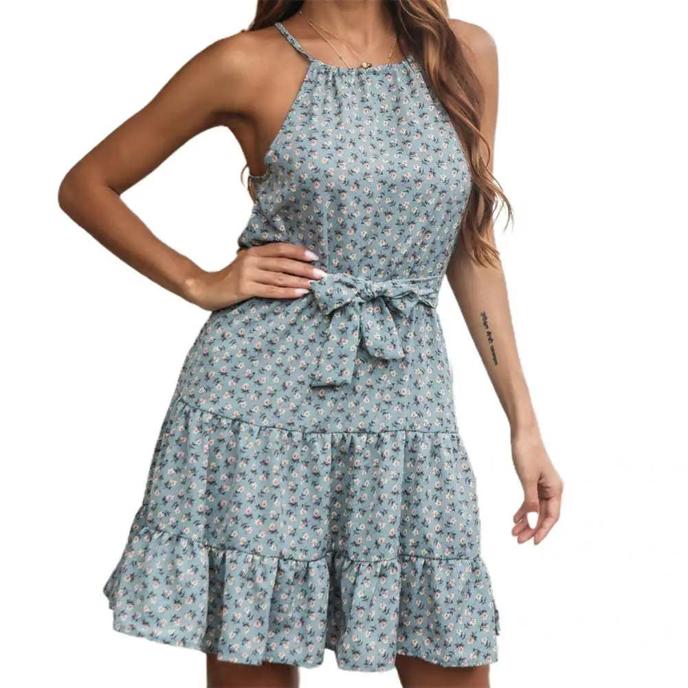 Female Women Ladies Sleeveless Ruffle Hem Dress 3 Colors Women Dress Halter for Going Out
Female Women Ladies Sleeveless Ruffle Hem Dress 3 Colors Women Dress Halter for Going Out