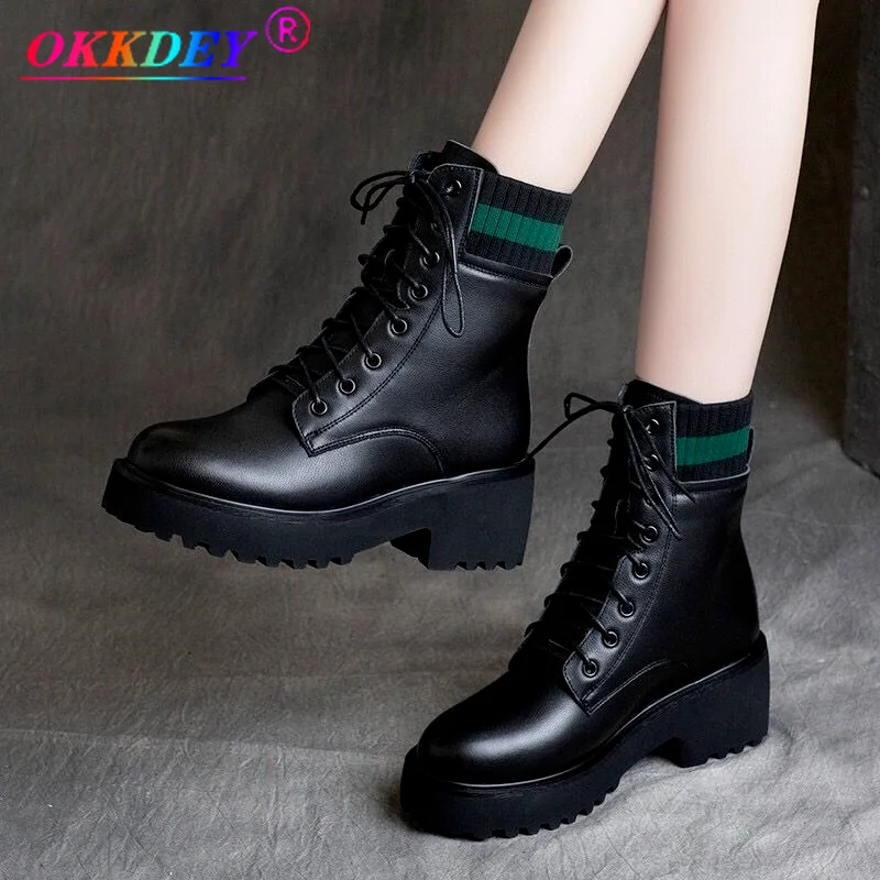 2021 Winter New Black PU Leather Ankle Boots Women's Fashion Casual Round Toe Lace-up Martin Boots Thick Bottom Botas De Mujer
2021 Winter New Black PU Leather Ankle Boots Women's Fashion Casual Round Toe Lace-up Martin Boots Thick Bottom Botas De Mujer