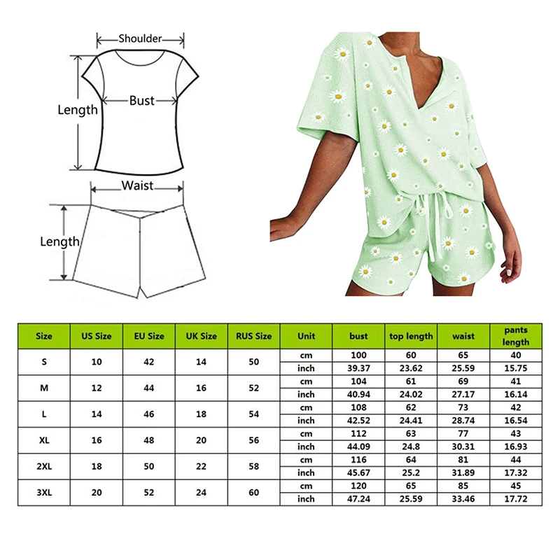 Women's Sleepwear Daisy Floral Print Short Set Pajamas For Women Pajama Set Sweet Short Sleeve T Shirts & Shorts Summer Pijama
Women's Sleepwear Daisy Floral Print Short Set Pajamas For Women Pajama Set Sweet Short Sleeve T Shirts & Shorts Summer Pijama