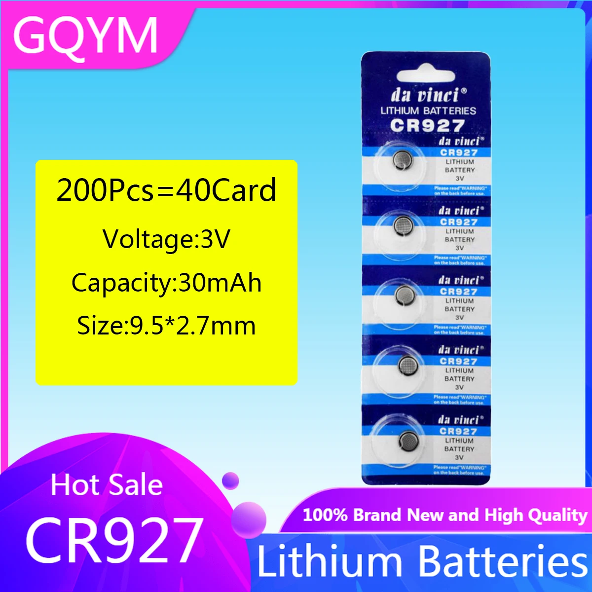 200PCS 3V CR927 DL927 BR927 CR927-1W ECR927 Lithium Button Battery High quality
200PCS 3V CR927 DL927 BR927 CR927-1W ECR927 Lithium Button Battery High quality