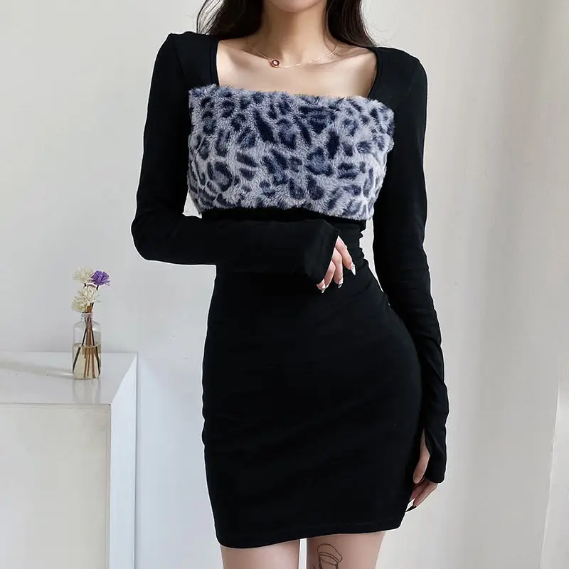 Leopard Patchwork Dress for Women 2022 Spring Mini Dress Square Collar Clothing Knitted Sheath Dresses Vestidos
Leopard Patchwork Dress for Women 2022 Spring Mini Dress Square Collar Clothing Knitted Sheath Dresses Vestidos